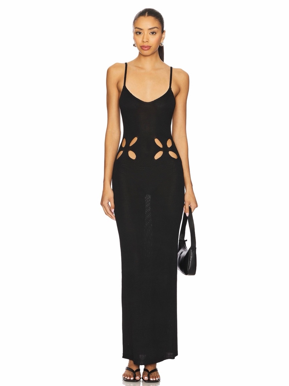 Superdown Revolve Lailani Black Waist Cut Out Knit Sleeveless Maxi Dress S NWT